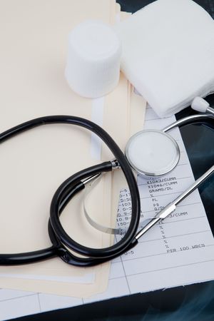 Medical Records & Stethoscopeの写真素材