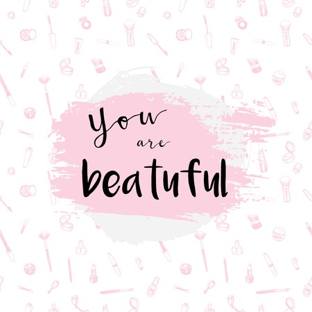 Stylish beautiful card with text "you are beautiful!"のイラスト素材