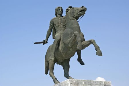 The statue of Alexander the Great in Thessaloniki sea front.の写真素材
