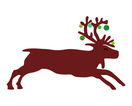 Reindeer with christmas balls in its antlerのイラスト素材