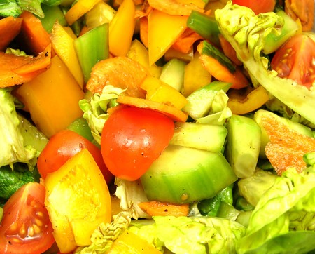 A very close up view on a assorted saladの写真素材
