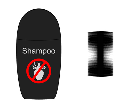 Lice shampoo and comb on white backgroundのイラスト素材
