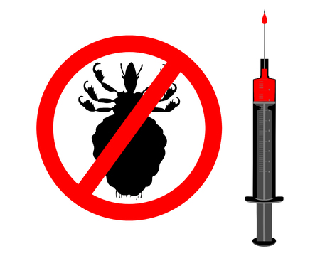 Prohibition sign for lice and inoculation on white backgroundのイラスト素材