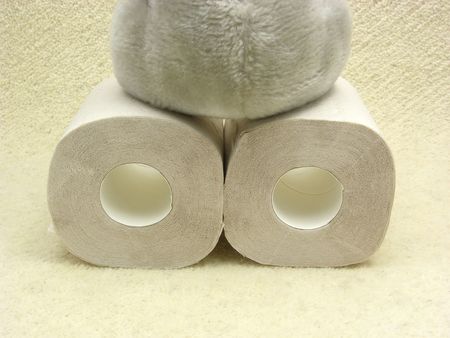 Soft and hygienic sanitary objects on beige backgroundの写真素材