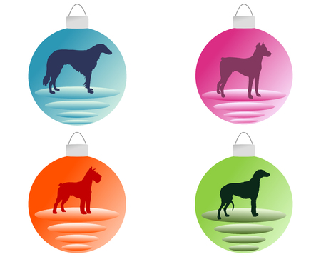Christmas tree bauble with different dog motifsのイラスト素材