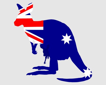 Flag of Australia with kangarooの写真素材