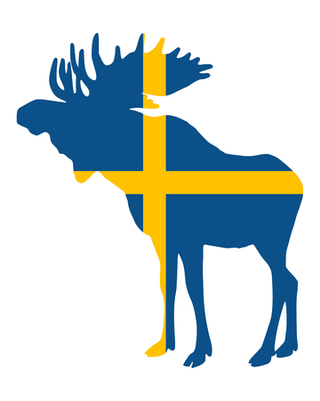 Swedish flag and mooseのイラスト素材