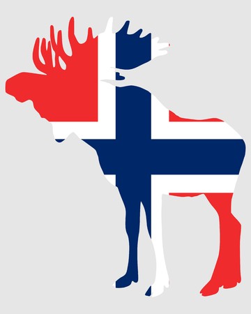 Moose in flag of norwayの写真素材