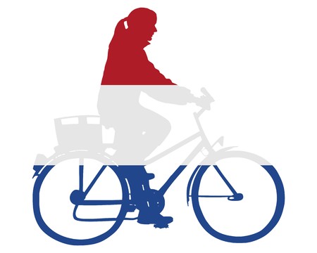 Dutch woman on bikeの写真素材