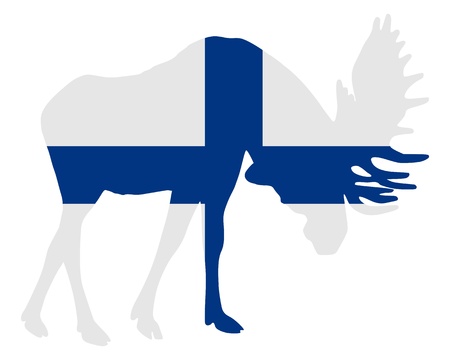 Rutting moose in finnish flagのイラスト素材