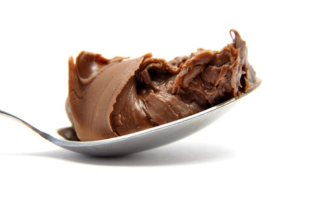 Hazelnut cream on spoonの写真素材