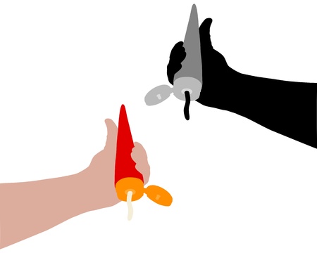 Hand with cream tubeのイラスト素材