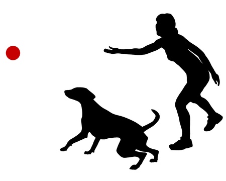 Dog training with ballのイラスト素材