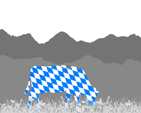Cow alp and bavarian flagのイラスト素材