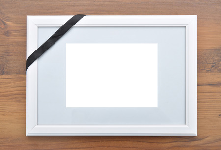 Picture frame with mourning bandの写真素材