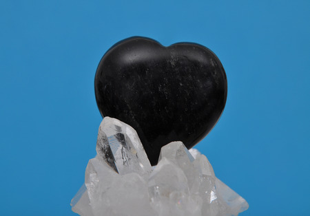 Obsidian on rock crystalの写真素材