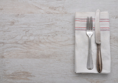 Old cutlery on cloth