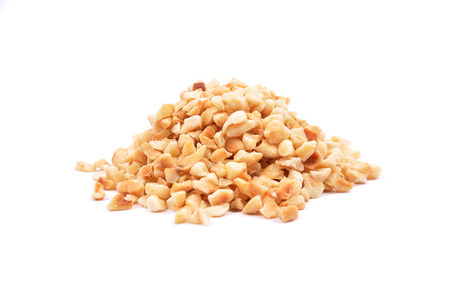 Minced hazelnuts on whiteの写真素材