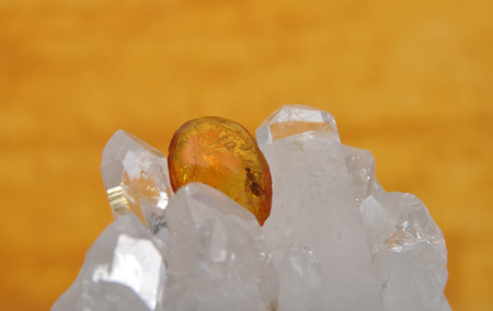 Amber on rock crystal