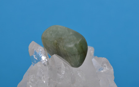 Moss agate on rock crystalの写真素材