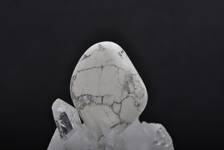Howlite on rock crystalの写真素材