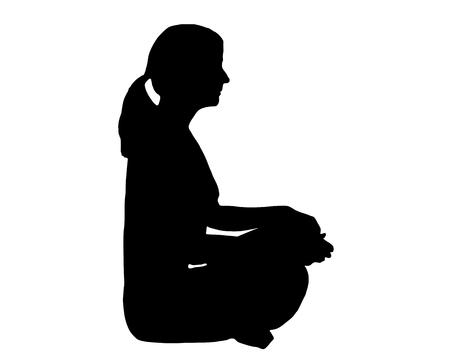 Silhouette of woman doing yogaのイラスト素材