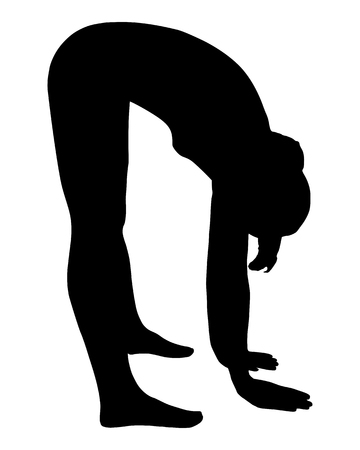 Silhouette of woman doing yogaのイラスト素材