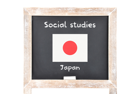 Social studies with flag on boardの写真素材