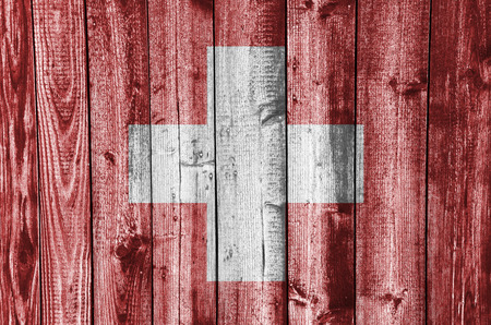 Flag on weathered woodの写真素材