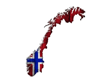 Map and flag of Norway on woodの写真素材