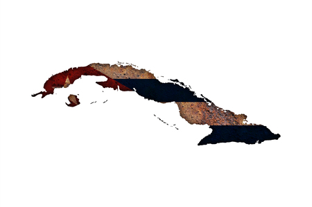 Map and flag of Cuba on rusty metalの写真素材