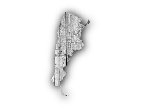Map of Argentina on weathered woodの写真素材