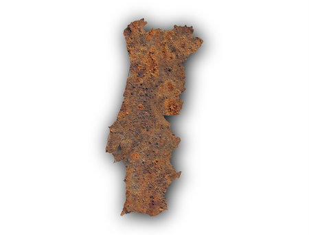Map of Portugal on rusty metalの写真素材