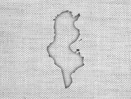 Map of Tunisia on old linenの写真素材