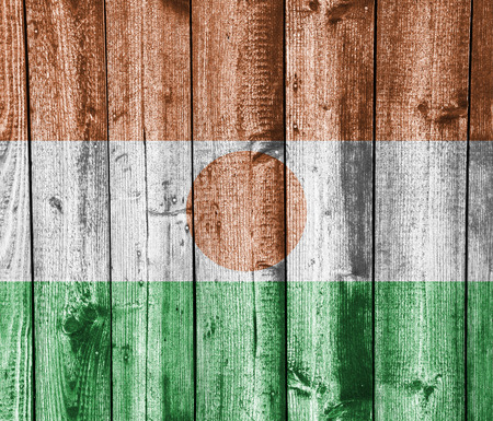 Flag of Niger on weathered woodの写真素材