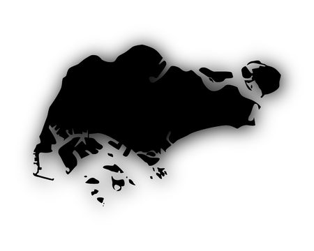 Map of Singapore with shadowのイラスト素材