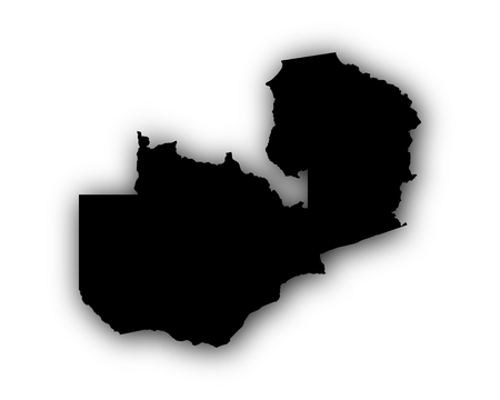 Map of Zambia with shadowのイラスト素材