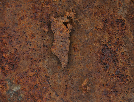 Map of Bahrain on rusty metalの写真素材
