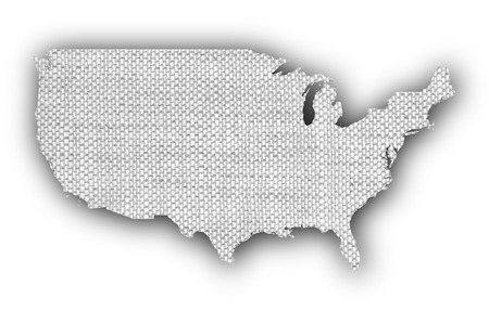 Map of the USA on old linenの写真素材