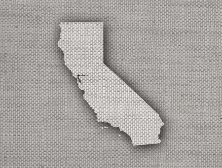 Map of California on old linenの写真素材