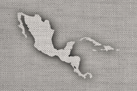 Map of Middle America on old linenの写真素材