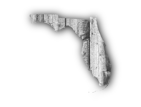 Map of Florida on weathered woodの写真素材