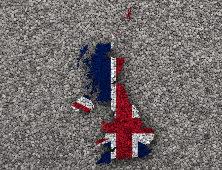 Map and flag of Great Britain on poppy seedsの写真素材