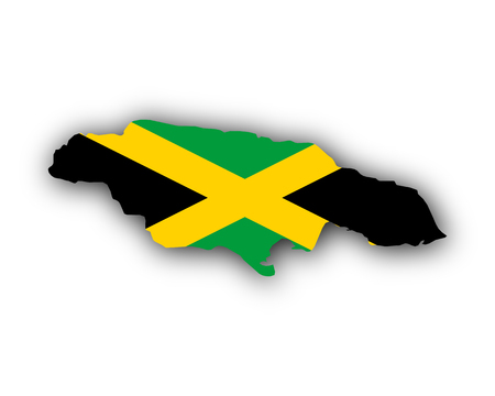 Map and flag of Jamaicaのイラスト素材