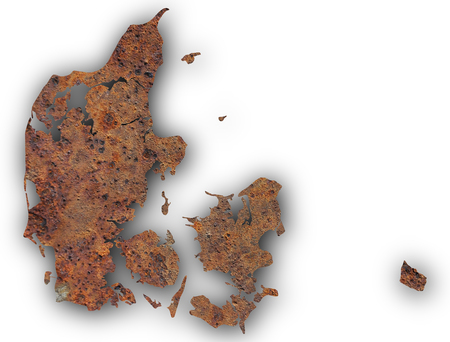 Textured map of Denmark in nice colorsの写真素材