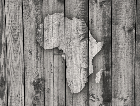 Map of Africa on weathered woodの写真素材