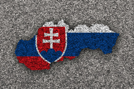 Map and flag of Slovakia on poppy seedsの写真素材