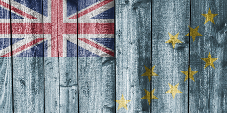 Flag of Tuvalu on weathered woodの写真素材