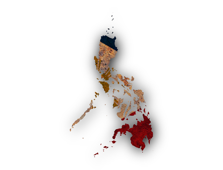 Map and flag of the Philippines on rusty metalの写真素材