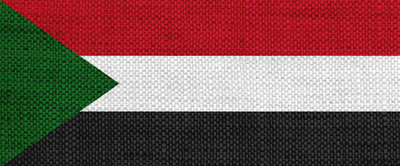 Flag of Sudan on old linenの写真素材